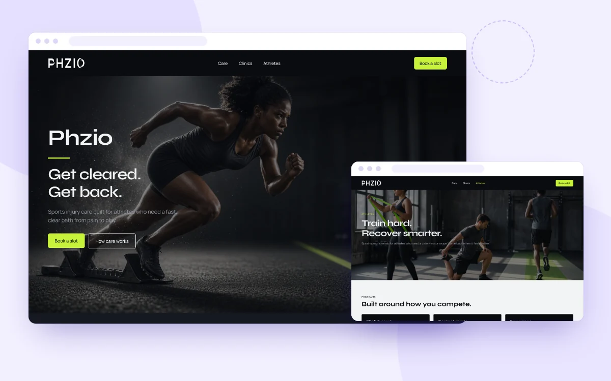 Boostology concept website design for a sports injury care brand
